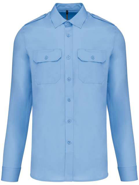 Kariban Men's Long-sleeved Pilot Shirt - blue