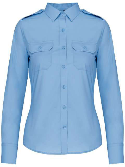 Kariban Ladies’ Long-sleeved Pilot Shirt - Kariban Ladies’ Long-sleeved Pilot Shirt - Stone Blue