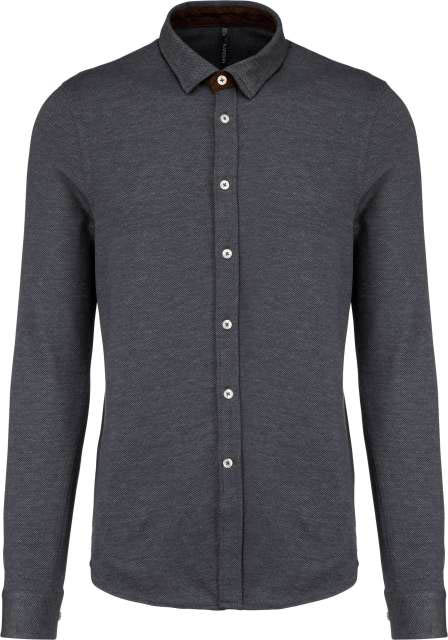 Kariban Long-sleeved Jacquard Knit Shirt - šedá