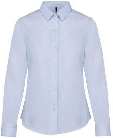 Kariban Ladies’ Long-sleeved Cotton Poplin Shirt - modrá