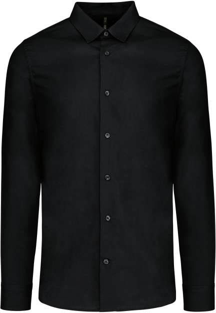 Kariban Men’s Long-sleeved Cotton Poplin Shirt - Kariban Men’s Long-sleeved Cotton Poplin Shirt - Black