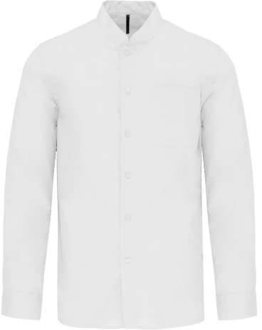 Kariban Men's Long-sleeved Mandarin Collar Shirt - bílá