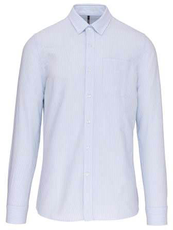 Kariban Long-sleeved Washed Oxford Cotton Shirt - bílá