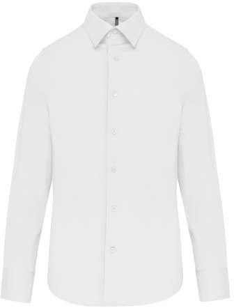 Kariban Long-sleeved Cotton/elastane Shirt - Kariban Long-sleeved Cotton/elastane Shirt - White