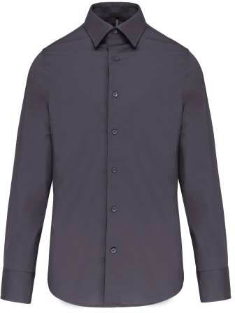 Kariban Long-sleeved Cotton/elastane Shirt - šedá