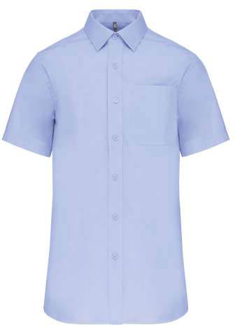 Kariban Men's Short-sleeved Cotton Poplin Shirt - modrá