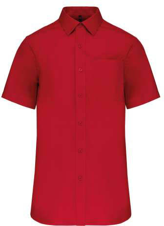 Kariban Men's Short-sleeved Cotton Poplin Shirt - Kariban Men's Short-sleeved Cotton Poplin Shirt - Cherry Red