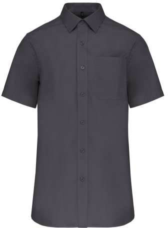 Kariban Men's Short-sleeved Cotton Poplin Shirt - šedá