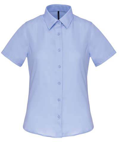 Kariban Ladies' Short-sleeved Cotton Poplin Shirt - blue