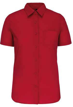 Kariban Ladies' Short-sleeved Cotton Poplin Shirt - red