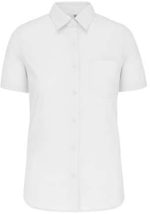 Kariban Ladies' Short-sleeved Cotton Poplin Shirt - biela