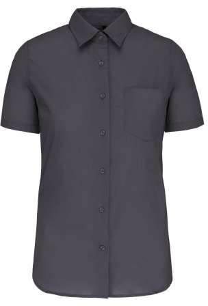 Kariban Ladies' Short-sleeved Cotton Poplin Shirt - šedá