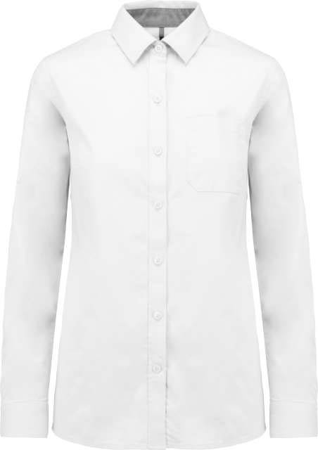 Kariban Ladies’ Nevada Long Sleeve Cotton Shirt - white