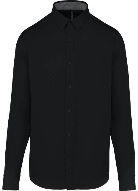 Kariban Men's Nevada Long Sleeve Cotton Shirt - čierna
