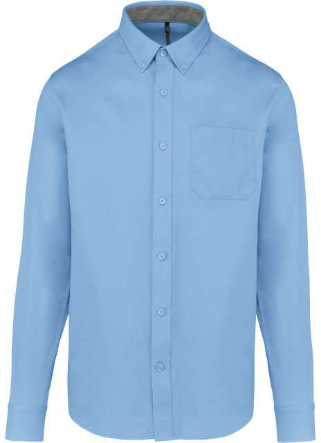 Kariban Men's Nevada Long Sleeve Cotton Shirt - blue
