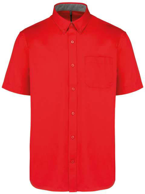 Kariban Men's Ariana Iii Short Sleeve Cotton Shirt - Kariban Men's Ariana Iii Short Sleeve Cotton Shirt - Cherry Red