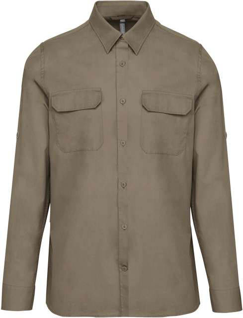 Kariban Men's Long-sleeved Safari Shirt - Grün