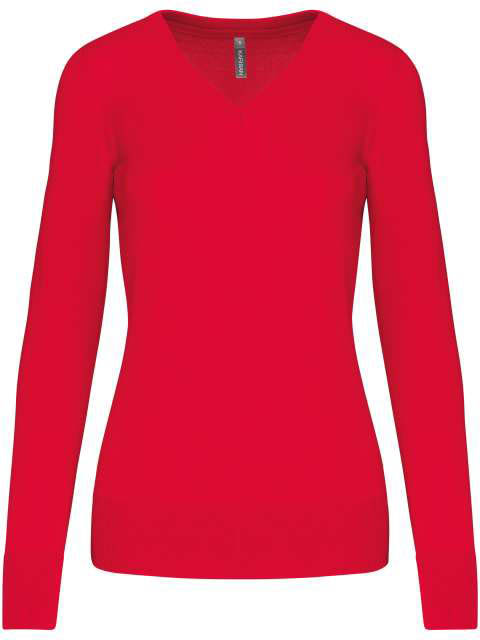 Kariban Ladies' V-neck Jumper - red