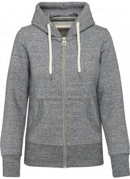 Kariban Ladies' Vintage Zipped Hooded Sweatshirt - grey