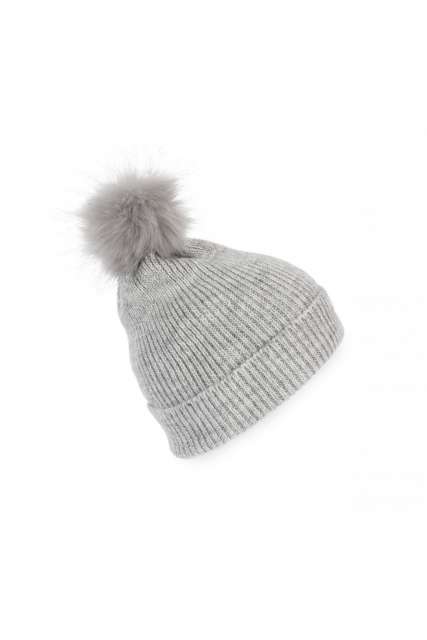 K-up Knitted Bobble Beanie In Recycled Yarn - grey