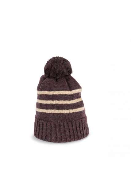 K-up Knitted Striped Beanie In Recycled Yarn - Rot