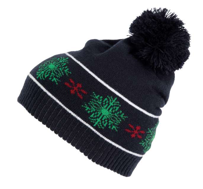 K-up Beanie With Christmas Patterns - blau