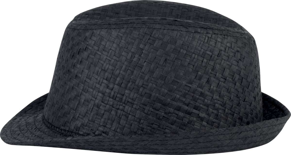 K-up Retro Panama - Style Straw Hat - schwarz