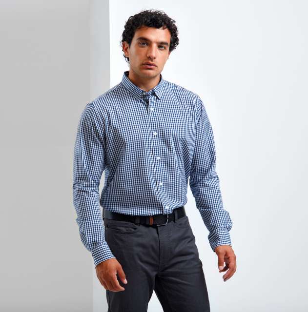 Premier 'maxton' Check Men's Long Sleeve Shirt - šedá