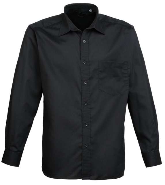 Premier Men's Long Sleeve Poplin Shirt - schwarz