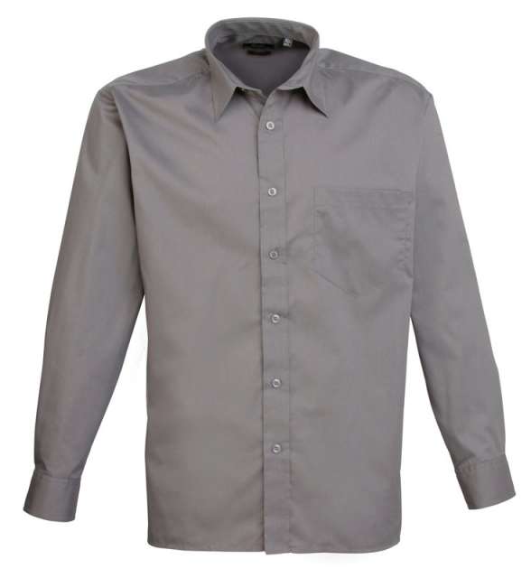 Premier Men's Long Sleeve Poplin Shirt - Grau