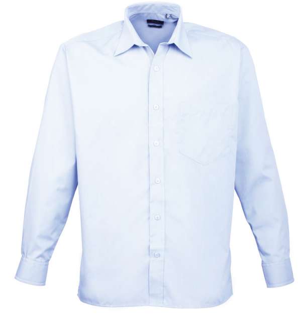 Premier Men's Long Sleeve Poplin Shirt - Premier Men's Long Sleeve Poplin Shirt - Light Blue