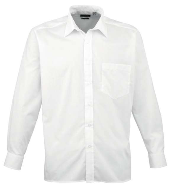 Premier Men's Long Sleeve Poplin Shirt - biela