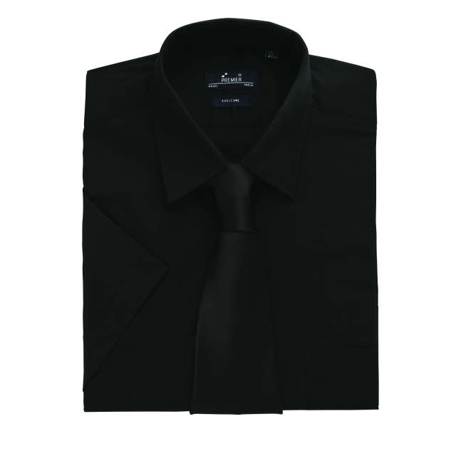 Premier Men's Short Sleeve Poplin Shirt - čierna