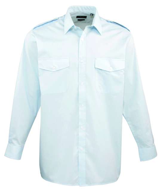 Premier Men’s Long Sleeve Pilot Shirt - modrá