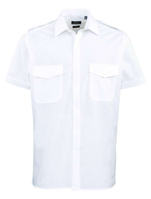 Premier Men’s Short Sleeve Pilot Shirt - Weiß 