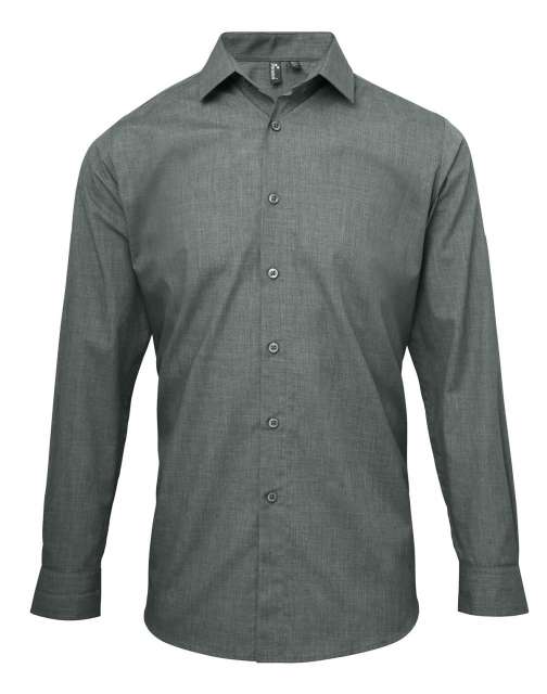 Premier Men's Cross-dye Roll Sleeve Poplin Bar Shirt - Grau