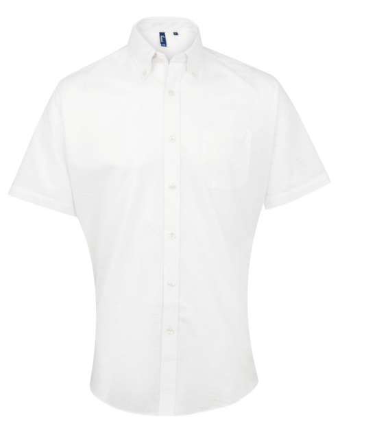 Premier Men’s Short Sleeve Signature Oxford Shirt - bílá