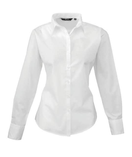 Premier Women's Long Sleeve Poplin Blouse - Weiß 