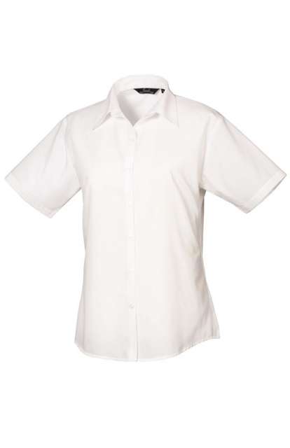Premier Women's Short Sleeve Poplin Blouse - Weiß 