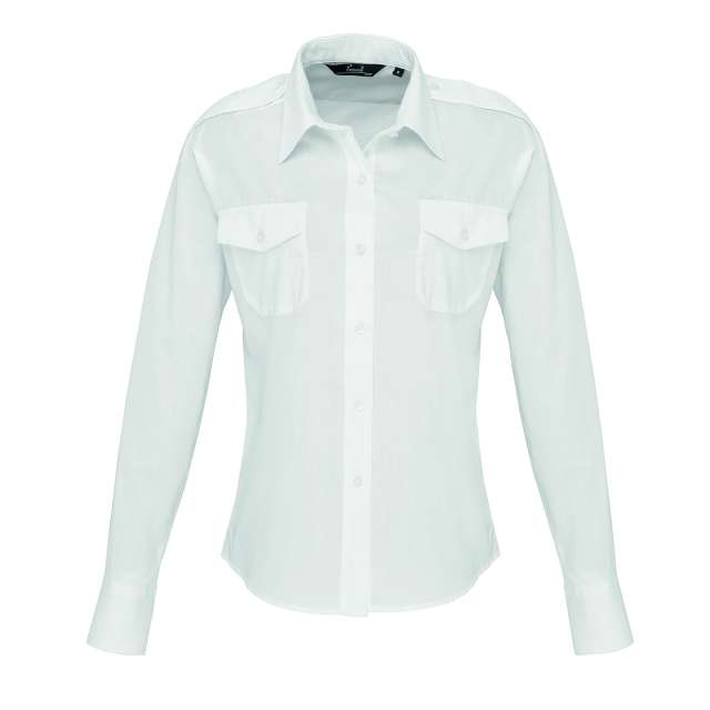 Premier Women's Long Sleeve Pilot Shirt - white