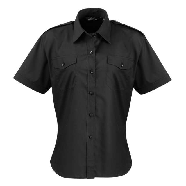 Premier Women's Short Sleeve Pilot Shirt - black