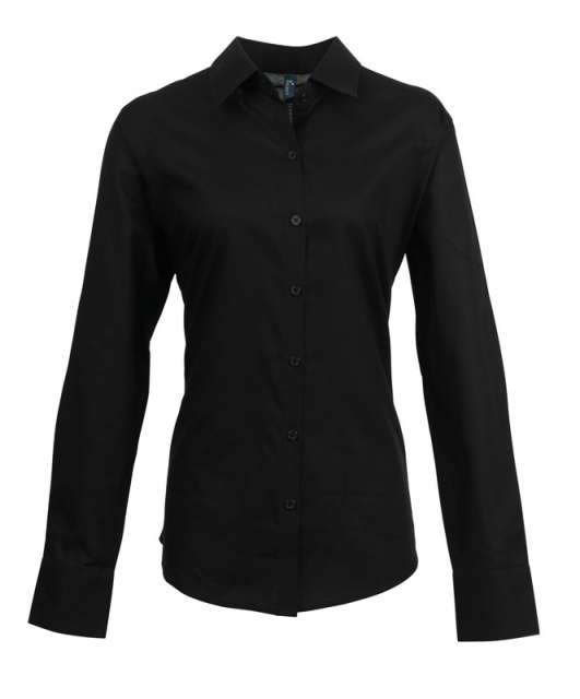 Premier Women's Long Sleeve Signature Oxford Blouse - black