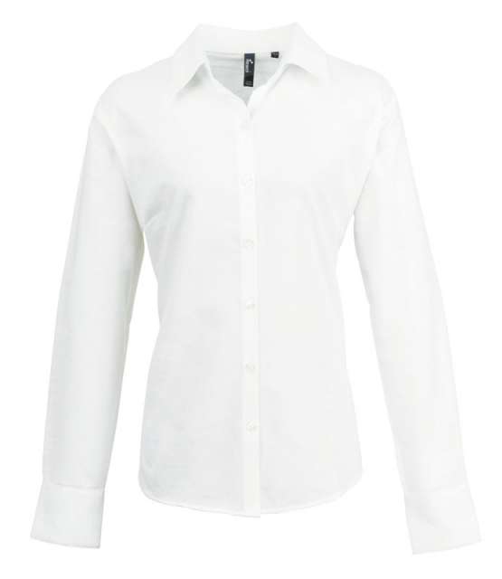 Premier Women's Long Sleeve Signature Oxford Blouse - white