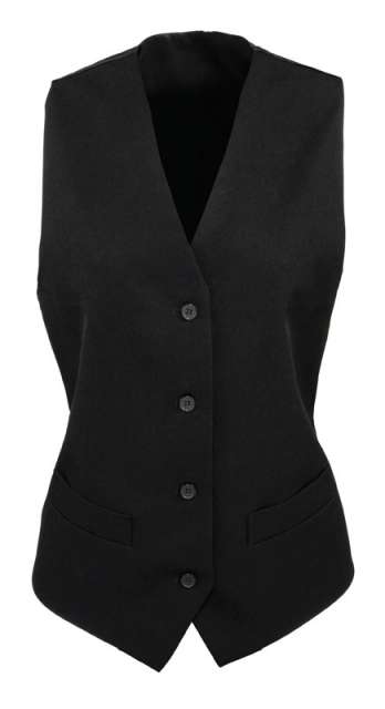 Premier Women's Lined Polyester Waistcoat - čierna