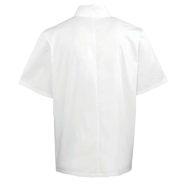 Premier Chef's Short Sleeve Stud Jacket - biela