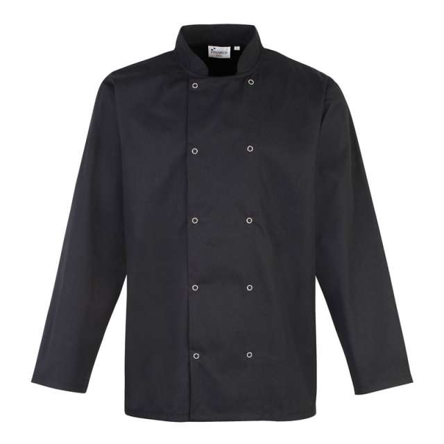 Premier Chef's Long Sleeve Stud Jacket - black