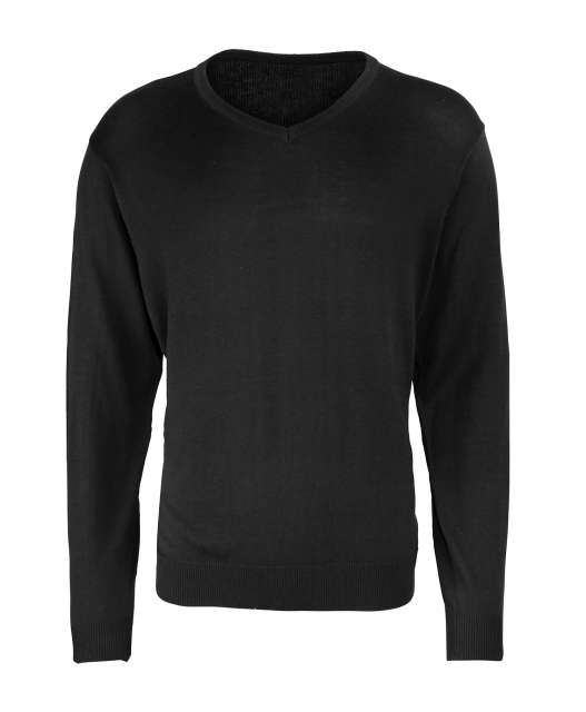 Premier Men's Knitted V-neck Sweater - čierna
