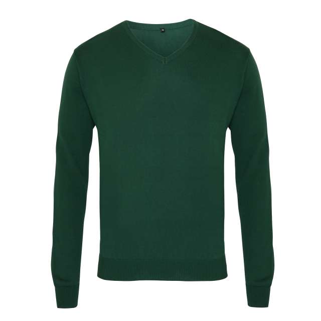 Premier Men's Knitted V-neck Sweater - zelená