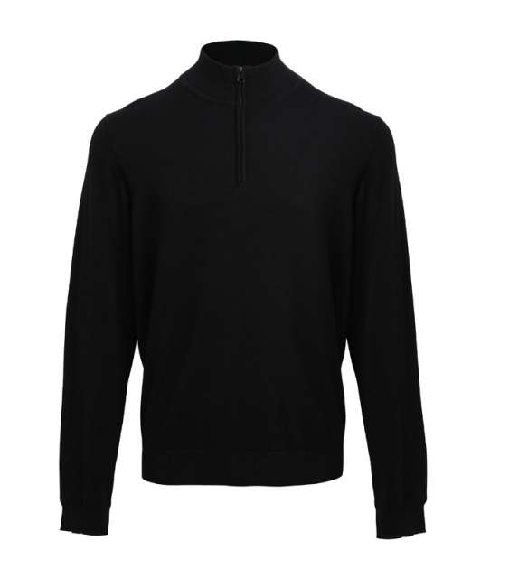 Premier Men's Quarter-zip Knitted Sweater - černá