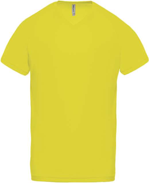 Proact Men’s V-neck Short Sleeve Sports T-shirt - yellow